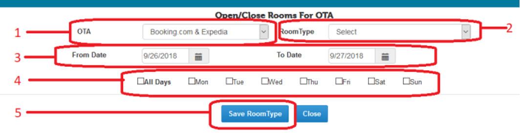 Open/close rooms for OTA